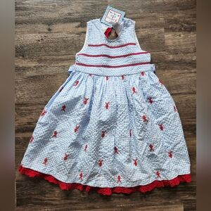 NWT Cotton Kids Boutique Gingham Plaid Lobster Patriotic Picnic Dress